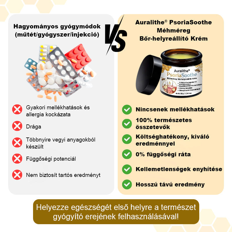 🐝 Auralithe® PsoriaSoothe – Szteroidmentes méhméreges krém viszkető, hámló és érzékeny bőrre ⭐⭐