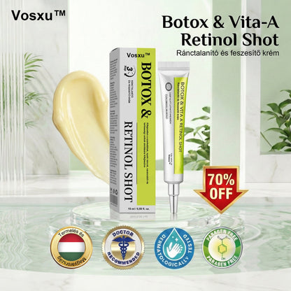 ✨ Vosxu™ Botox & Vita-A Retinol Shot ráncfelvarró szérum ✨ – 💉 Mikro-tűk | 💪 Botox-szerű peptidek | 🌿 Retinol | ⚡ Látható eredmények már 3 nap alatt 🌸
