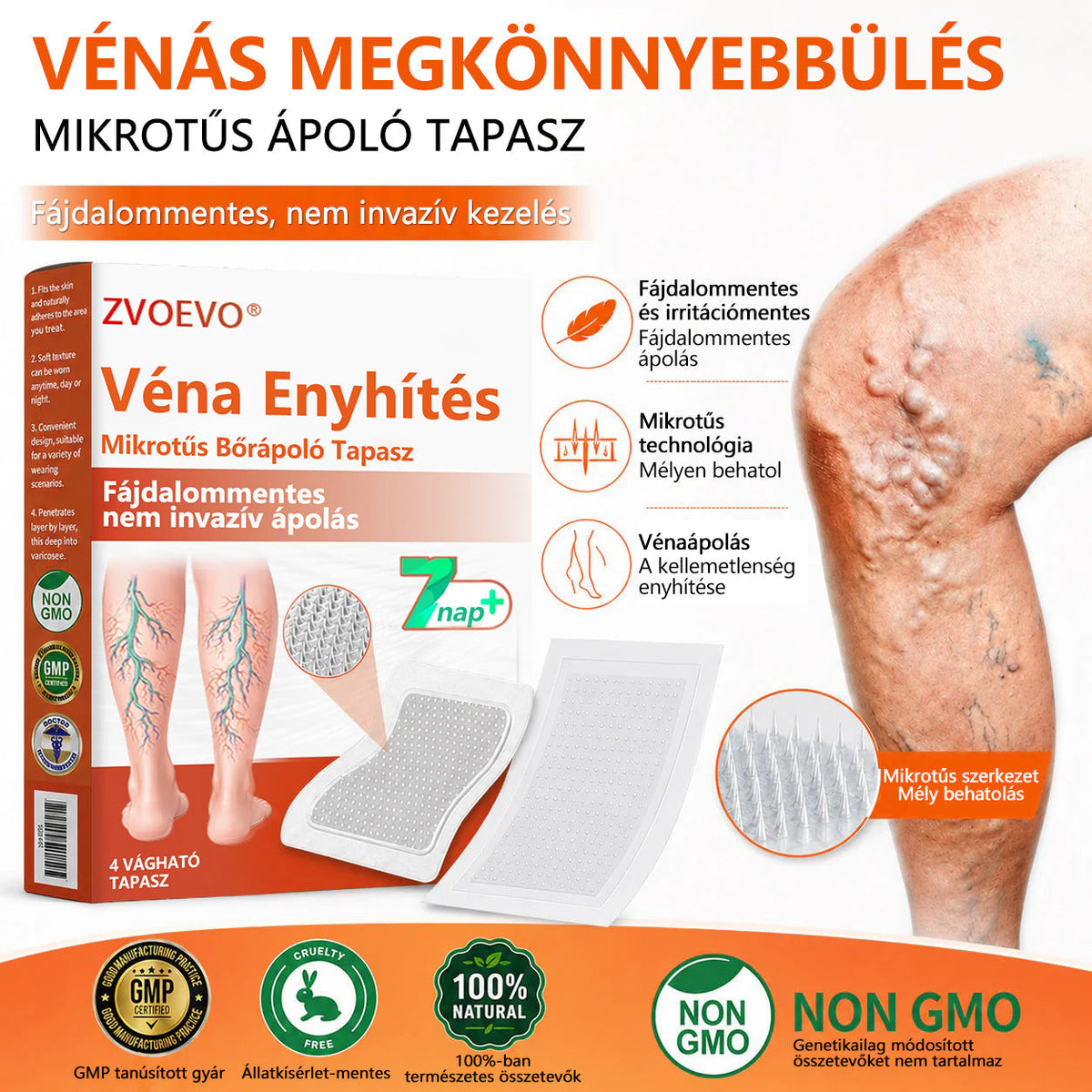 🔥 Zvoevo® Vein Ease mikro-tűs ápoló tapasz (pókgerincvénák, visszér, duzzanat, fáradt lábak kezelésére)