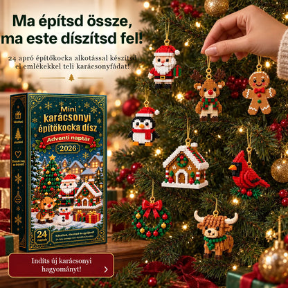 Billhol® 24 részes mini adventi naptár karácsonyi díszekkel | 24 egyedi, ünnepi minta saját kezű összeállításhoz, akasztókkal együtt – tökéletes karácsonyfák, koszorúk és ünnepi dekorációk díszítésére📦