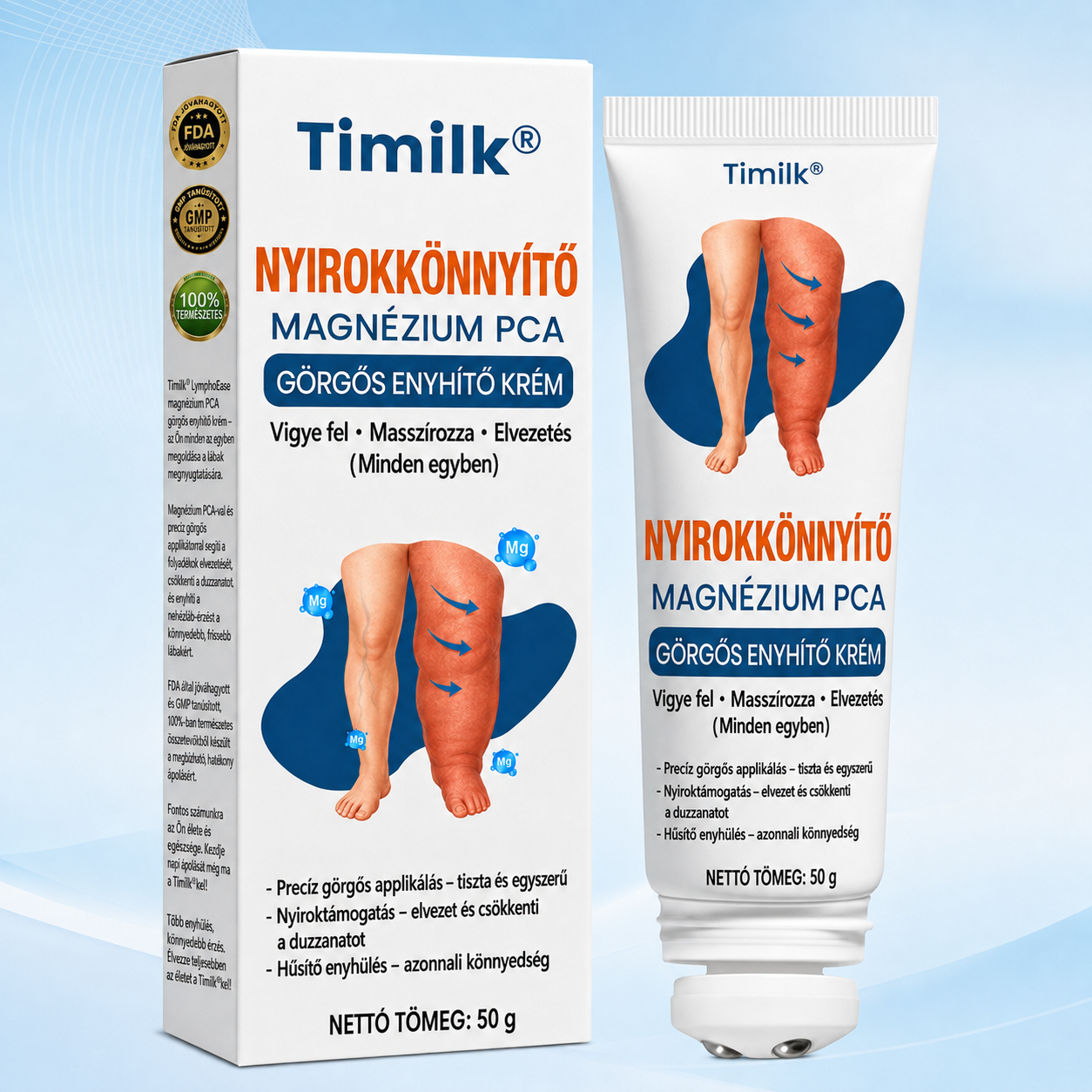 Hivatalos Bolt: Timilk® LymphoEase Magnézium-PCA Roll-On Nyugtató Krém 🔥 FDA-tanúsítvánnyal rendelkezik (Klinikailag igazolt hatékonyság nyiroködéma, lábdagadás és rossz keringés ellen 🩺)