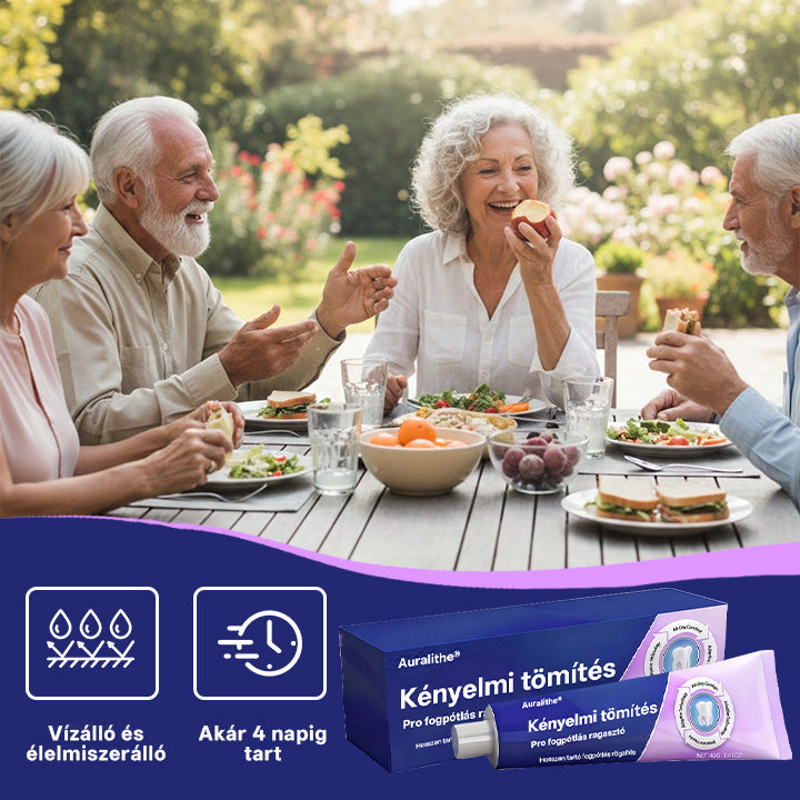 🦷 Auralithe® Comfort Seal Pro – 96 órás prémium fogsorragasztó ✅ stabil, kényelmes és csúszásmentes illeszkedéshez 🍇