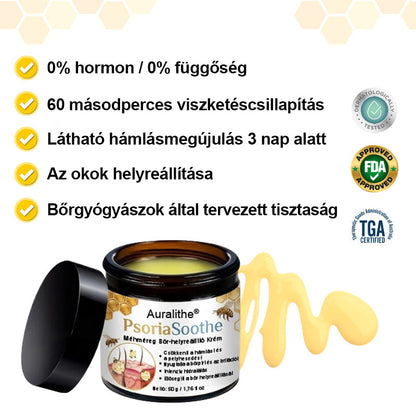 🐝 Auralithe® PsoriaSoothe – Szteroidmentes méhméreges krém viszkető, hámló és érzékeny bőrre ⭐⭐