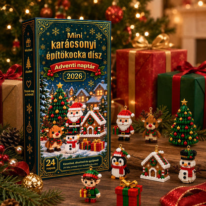 Billhol® 24 részes mini adventi naptár karácsonyi díszekkel | 24 egyedi, ünnepi minta saját kezű összeállításhoz, akasztókkal együtt – tökéletes karácsonyfák, koszorúk és ünnepi dekorációk díszítésére📦