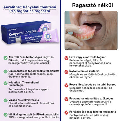 🦷 Auralithe® Comfort Seal Pro – 96 órás prémium fogsorragasztó ✅ stabil, kényelmes és csúszásmentes illeszkedéshez 🍇