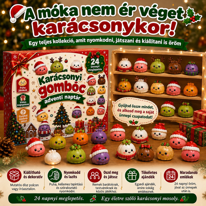 🌻KARÁCSONYI KÜLÖNLEGESSÉG | 24 napos mini Squishy adventi naptár – minden nap egy aranyos meglepetéssel🎄